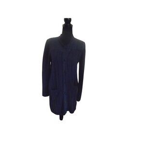 Liz Claiborne New York Longline Cardigan Sweater Navy Womens Size L